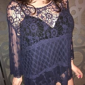 NEW Cato Sheer Crochet Tunic Top 22/24 Plus Size